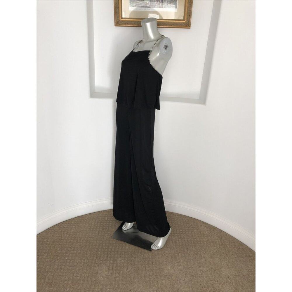 Zara Trafaluc Black Wide Leg Jumpsuit S Open Back Criss Cross Rope Straps - Picture 12 of 14
